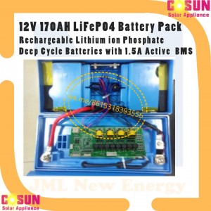 Cosun 12.8V 170Ah LFP battery Pack with 1.5A Active Balance Smart BMS for solar power storage