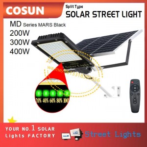 COSUN MD SERIES ABUJA BEST BLACK SOLAR STREET LIGHT SPLIT TYPE 200W 300W 400W