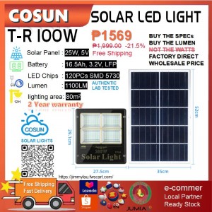 T-R series High Performance Aluminium Solar Power IP66 Waterproof 30W 60W 100W 200W 300W LED Solar Flood Light