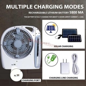 Multi-Function 12″ Solar Fan with Radio/MP3/Table Lamp/Torch/Cell Phone Charging Portable Emergency Outdoor Electric Fan for Camping Fishing and Hurricane